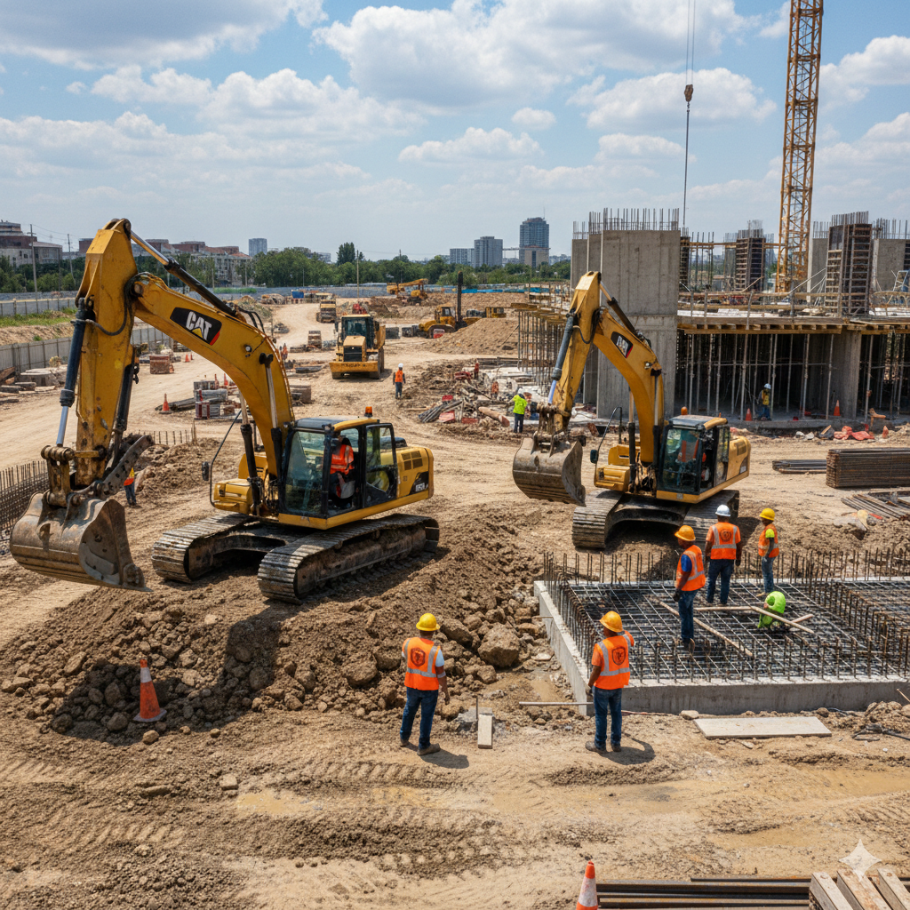 Deep utility installation with excavation equipment